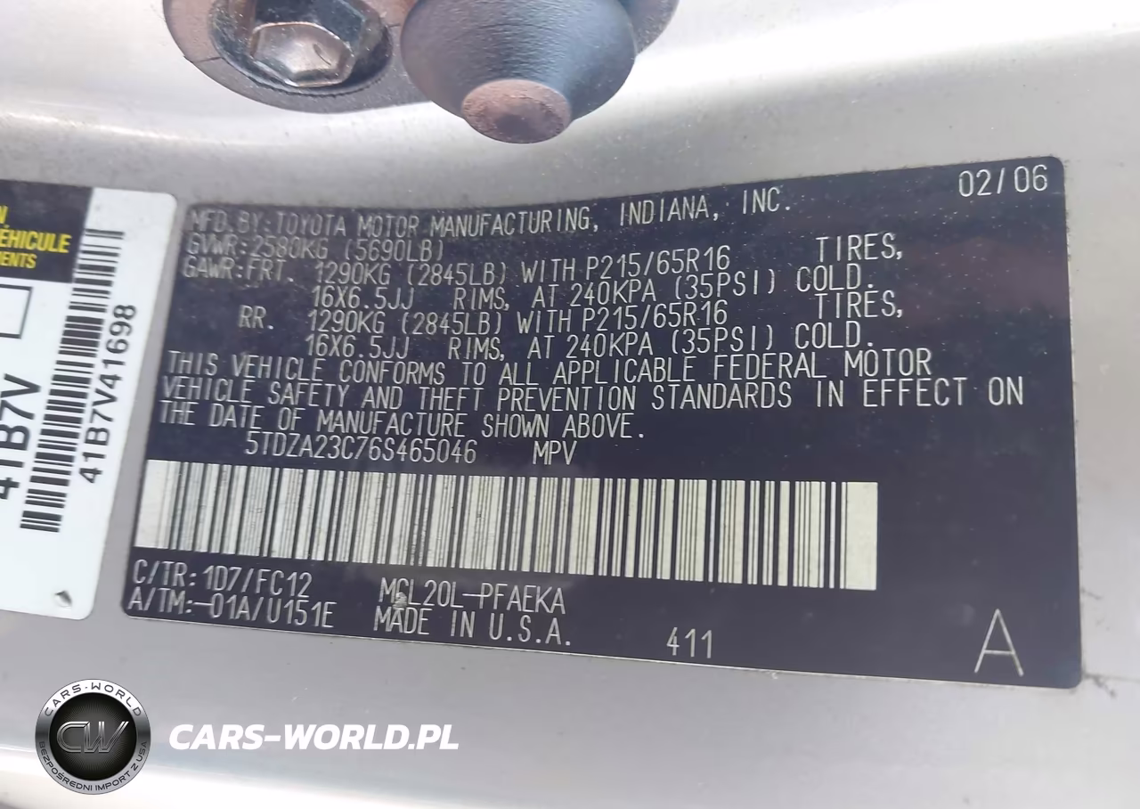 2006 Toyota Sienna Le VIN:5TDZA23C76S465046 - 9