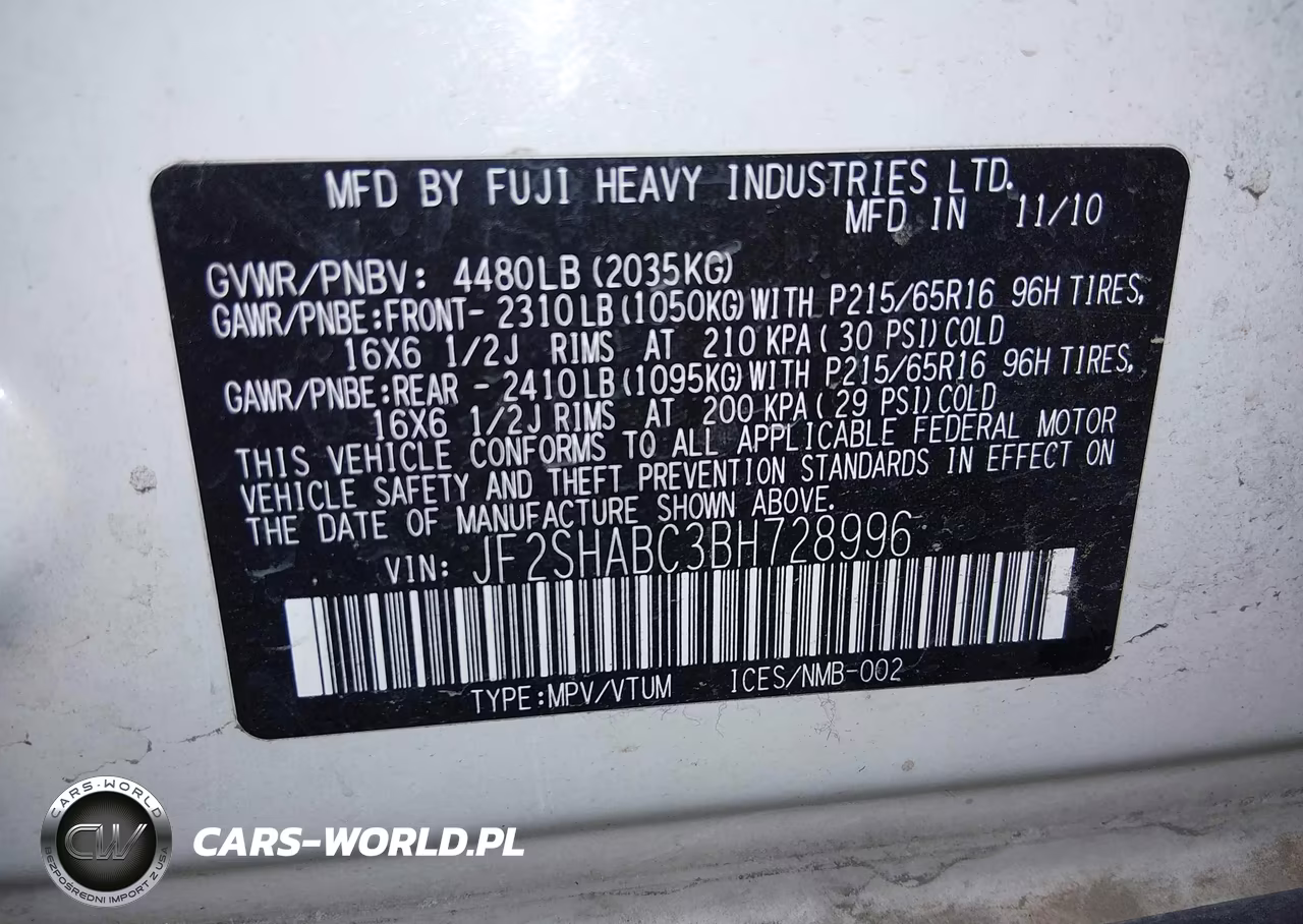 2011 Subaru Forester 2.5X VIN:JF2SHABC3BH728996 - 9