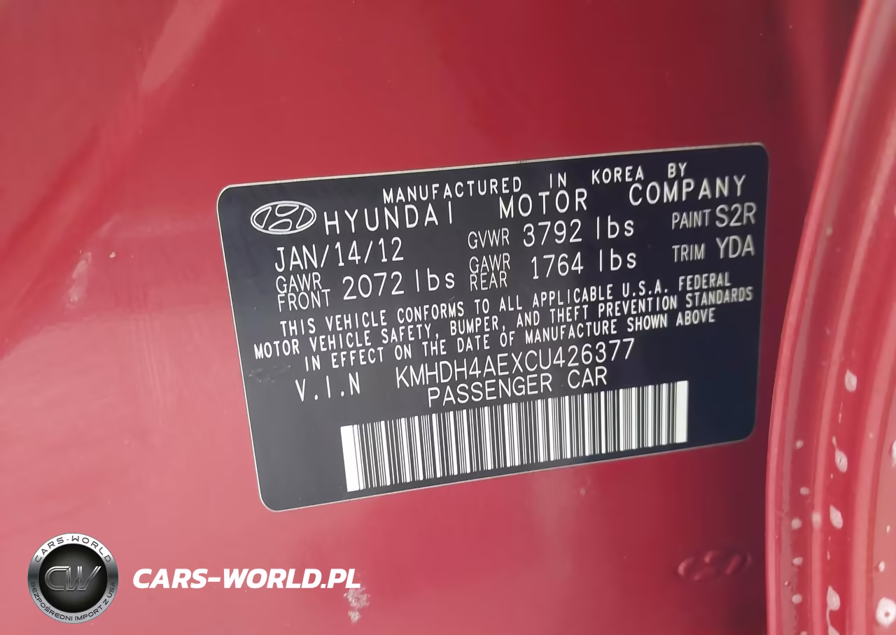 2012 Hyundai Elantra Gls (Ulsan Plant) VIN:KMHDH4AEXCU426377 - 9