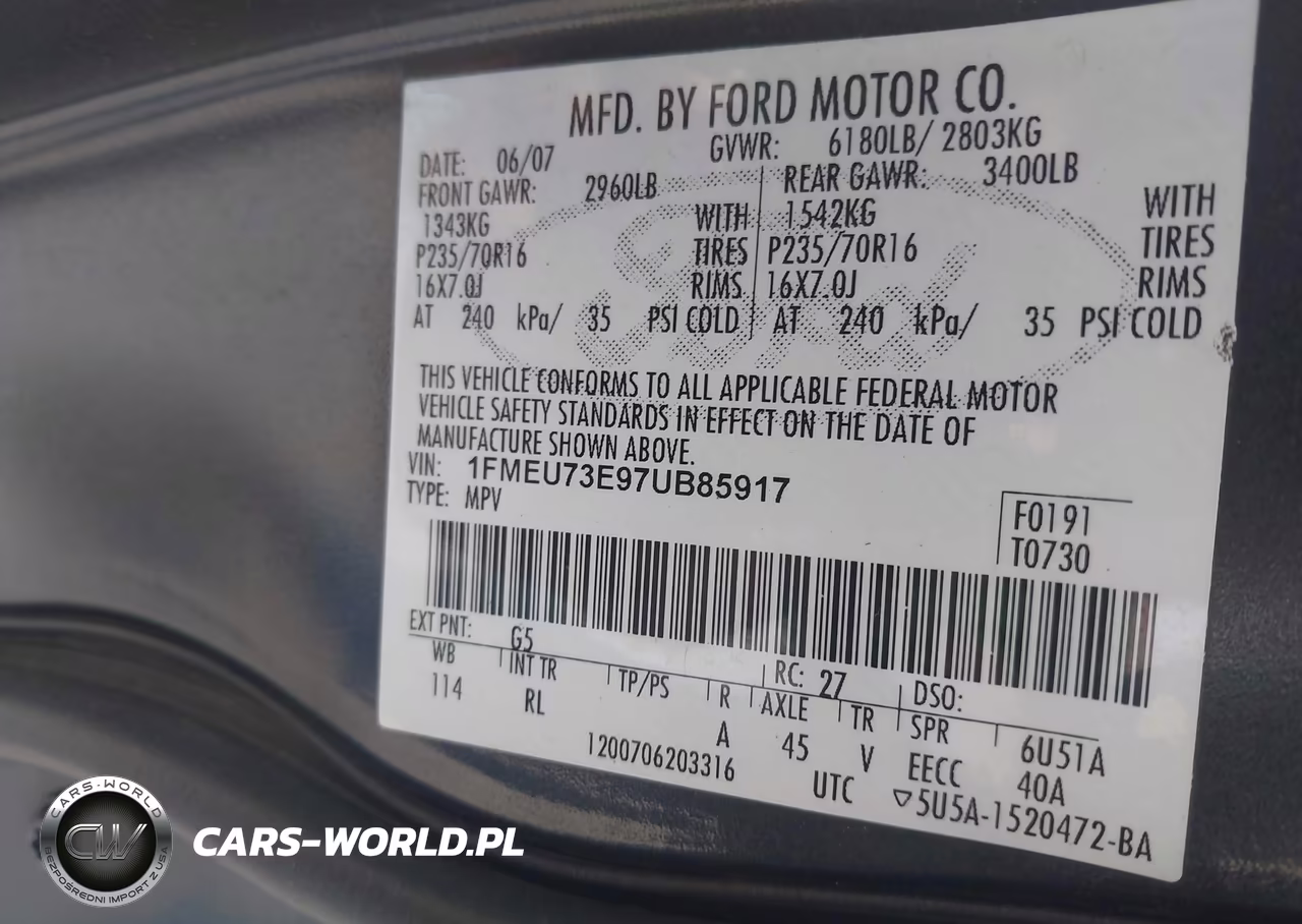 2007 Ford Explorer Xlt VIN:1FMEU73E97UB85917 - 9