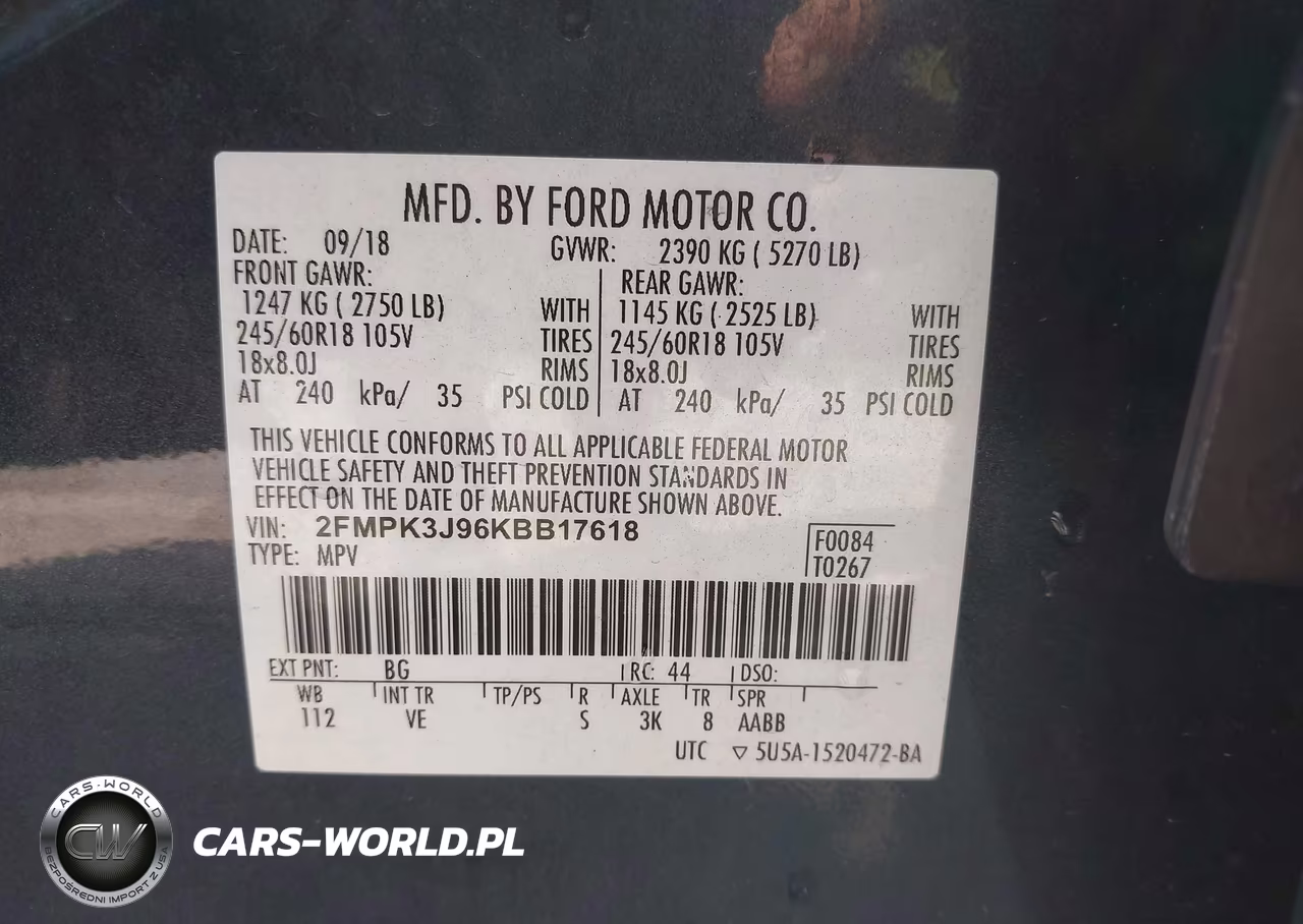 2019 Ford Edge Sel VIN:2FMPK3J96KBB17618 - 9