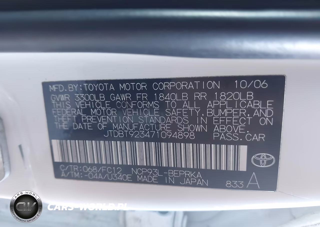 2007 Toyota Yaris VIN:JTDBT923471094898 - 9