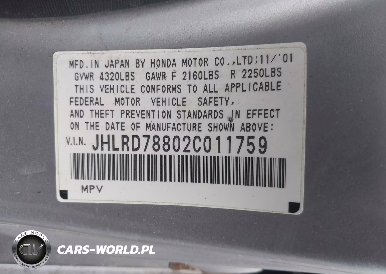 2002 Honda Cr-V Ex VIN:JHLRD78802C011759 - 9
