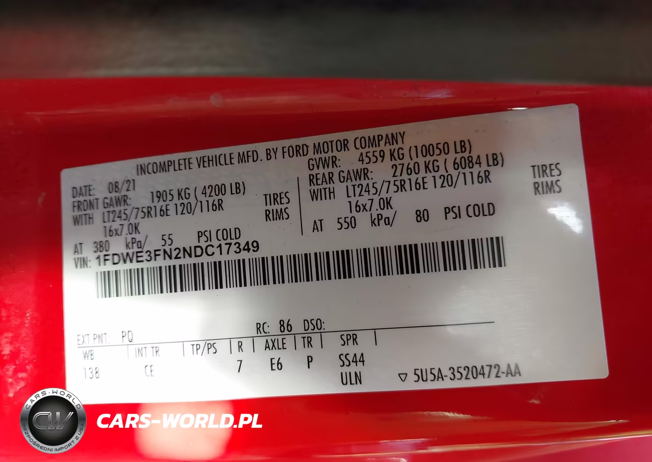 2022 Ford E-350 Cutaway VIN:1FDWE3FN2NDC17349 - 8