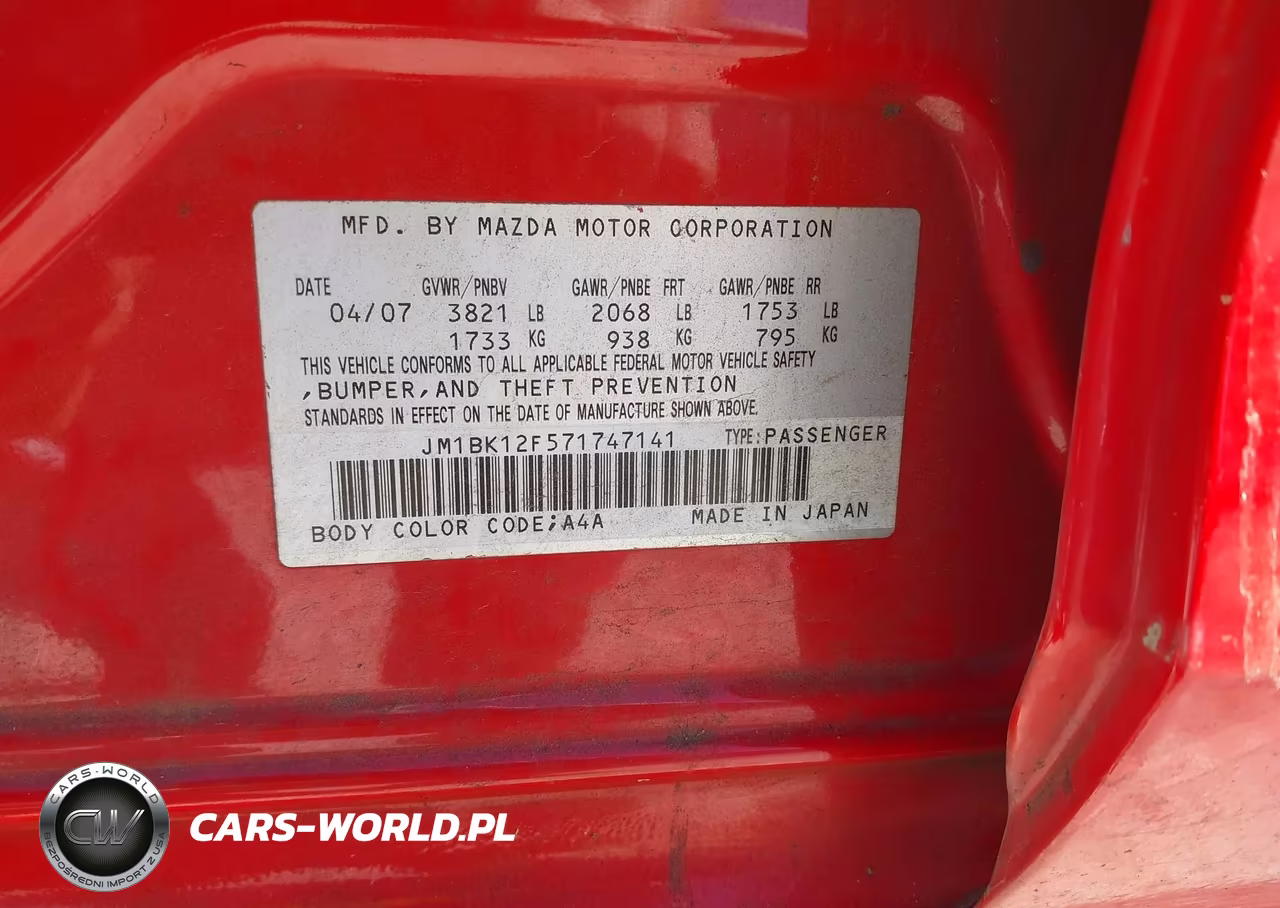2007 Mazda Mazda3 I VIN:JM1BK12F571747141 - 9
