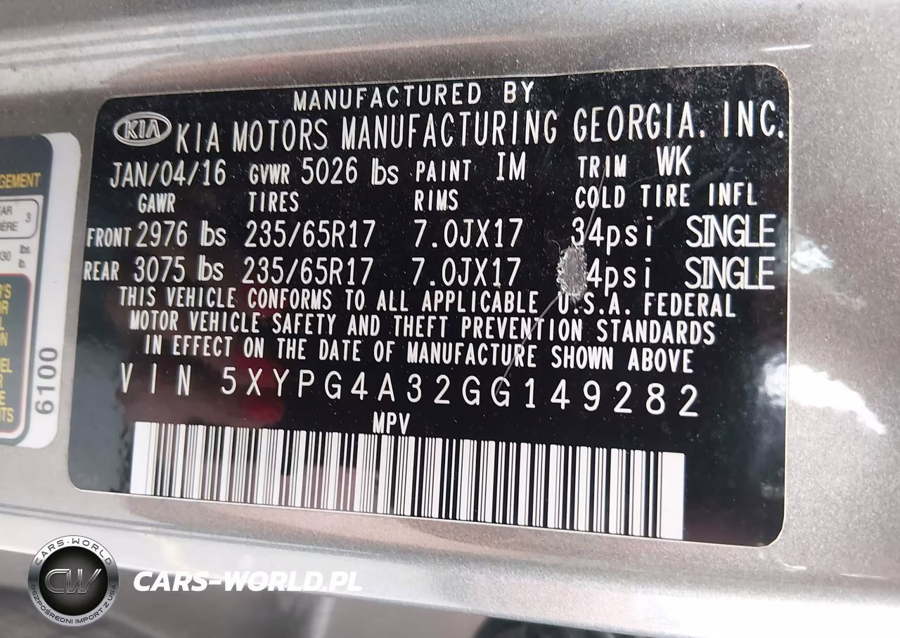 2016 Kia Sorento 2.4L L VIN:5XYPG4A32GG149282 - 9