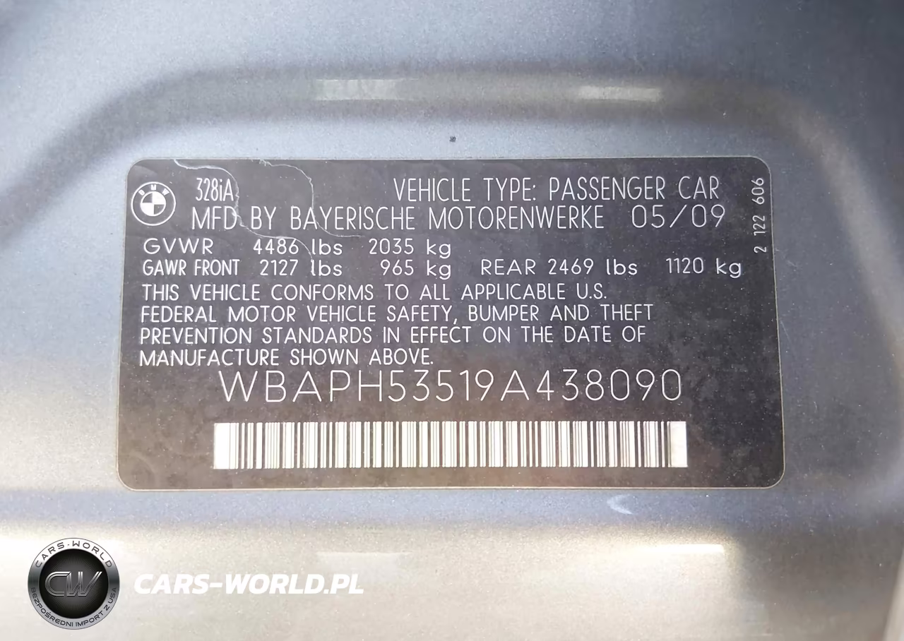 2009 BMW 328I VIN:WBAPH53519A438090 - 9