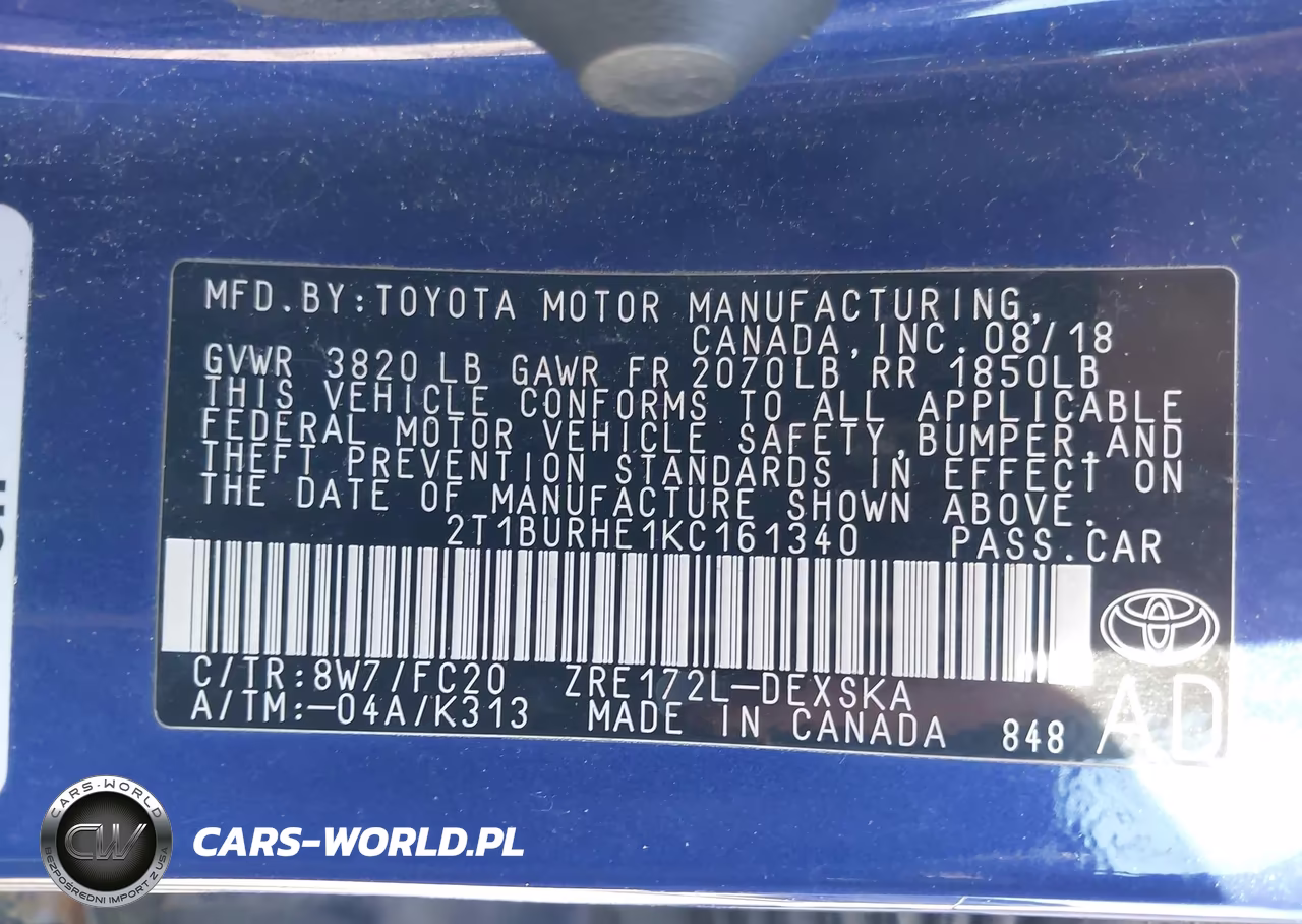 2019 Toyota Corolla Se VIN:2T1BURHE1KC161340 - 9