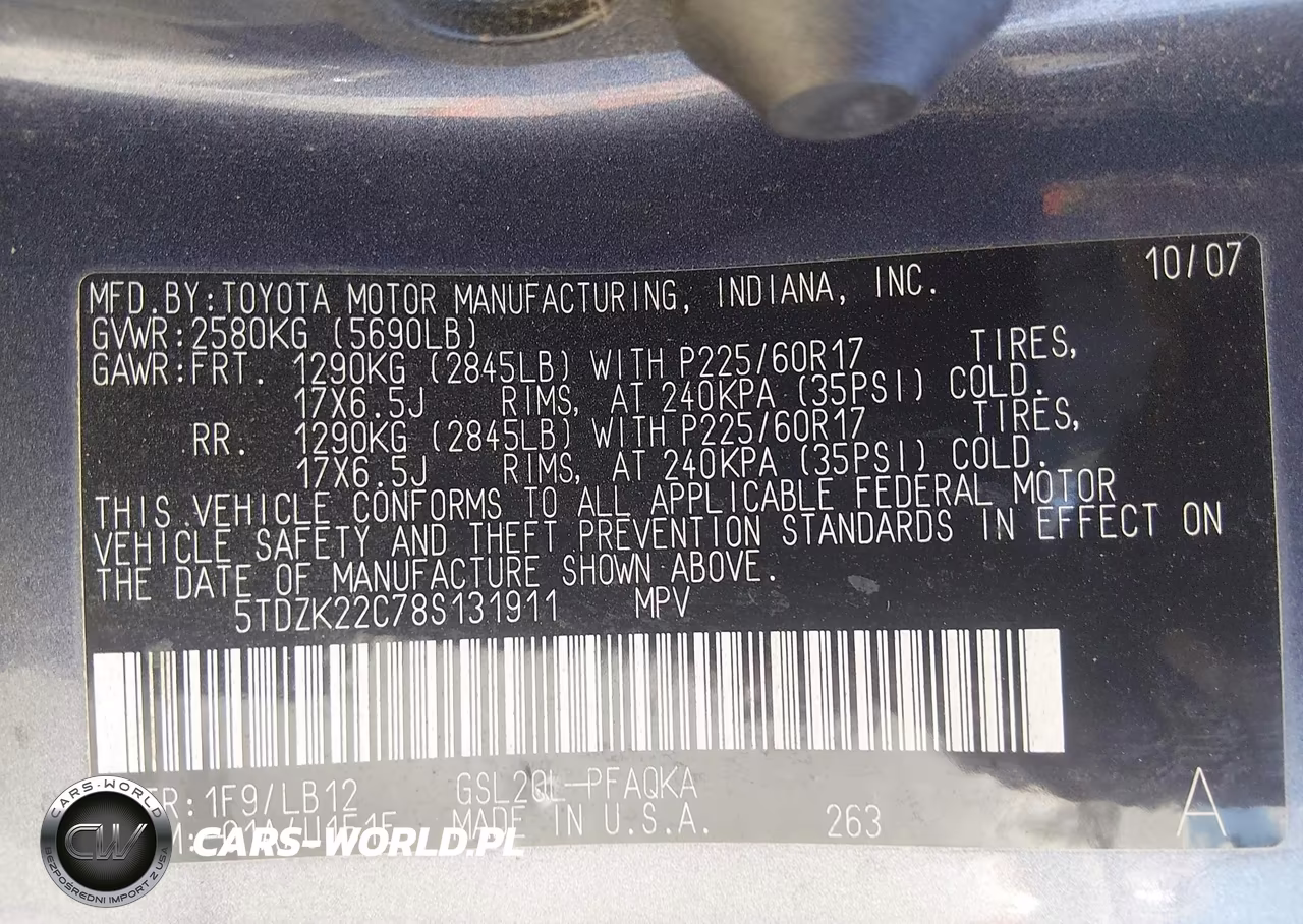 2008 Toyota Sienna Limited VIN:5TDZK22C78S131911 - 9