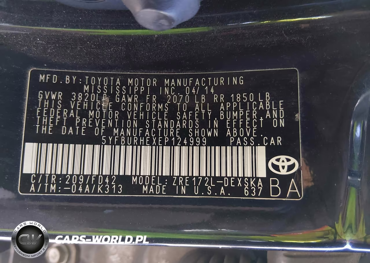 2014 Toyota Corolla S Plus VIN:5YFBURHEXEP124999 - 9