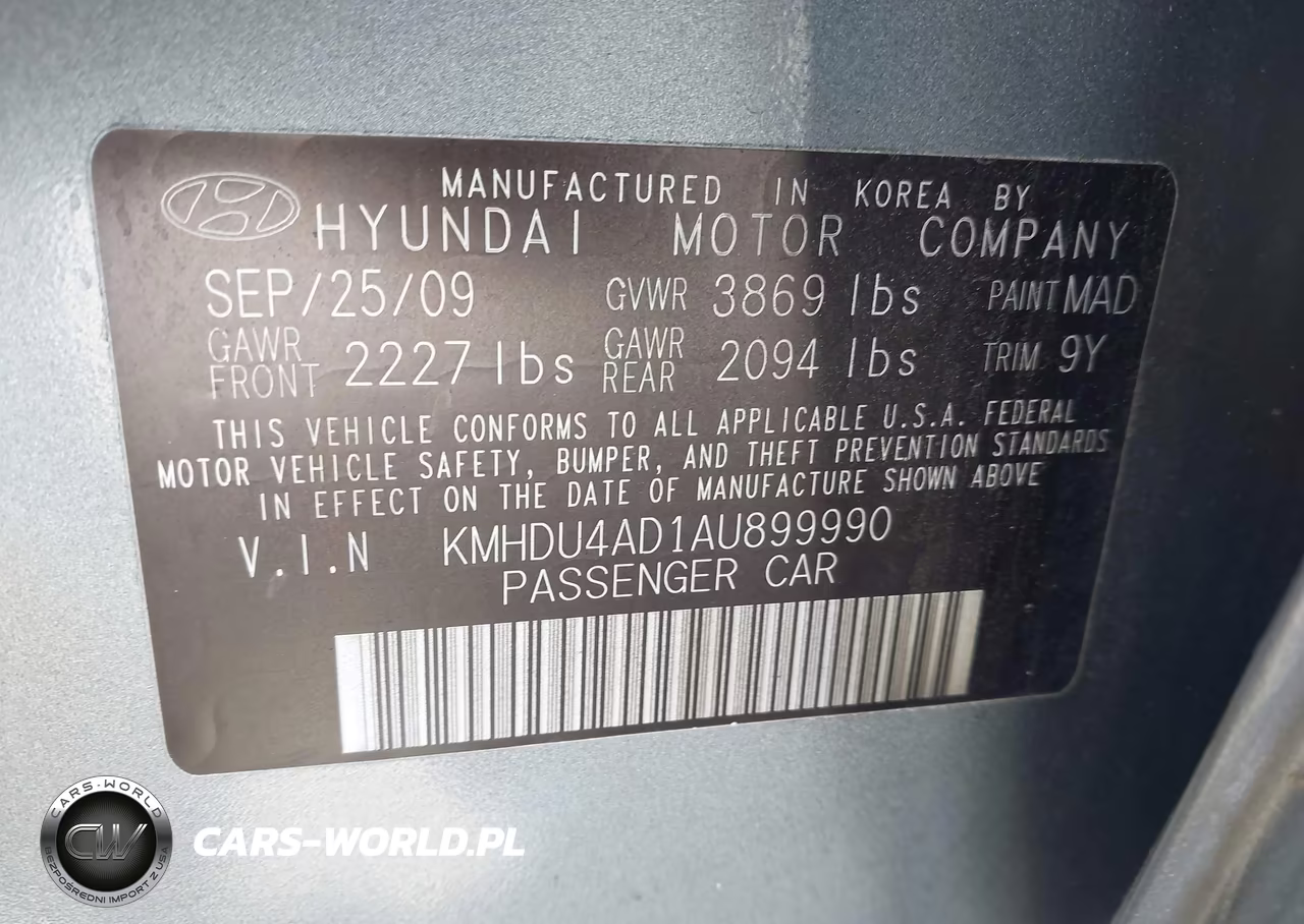 2010 Hyundai Elantra Gls VIN:KMHDU4AD1AU899990 - 9