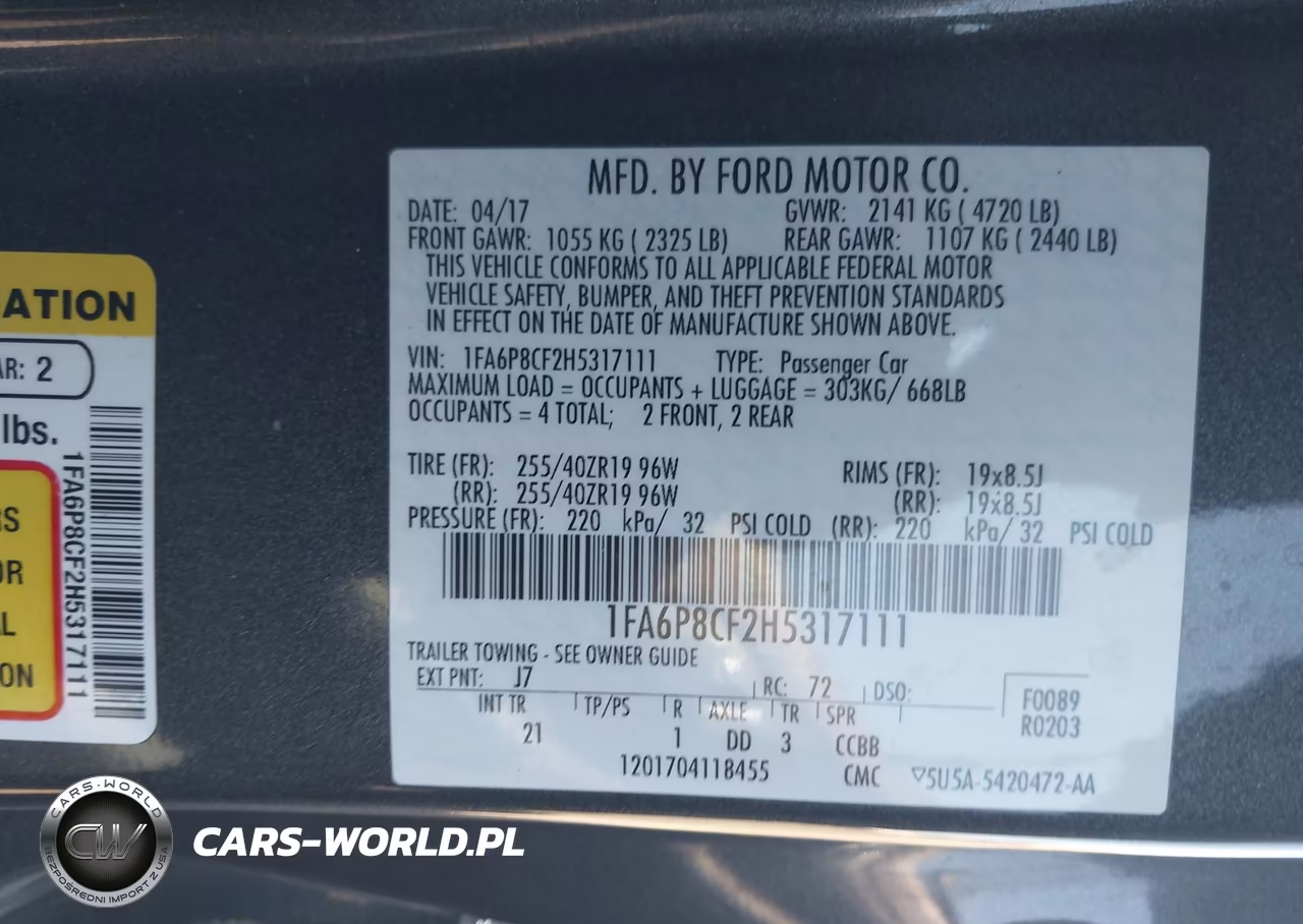 2017 Ford Mustang Gt VIN:1FA6P8CF2H5317111 - 9