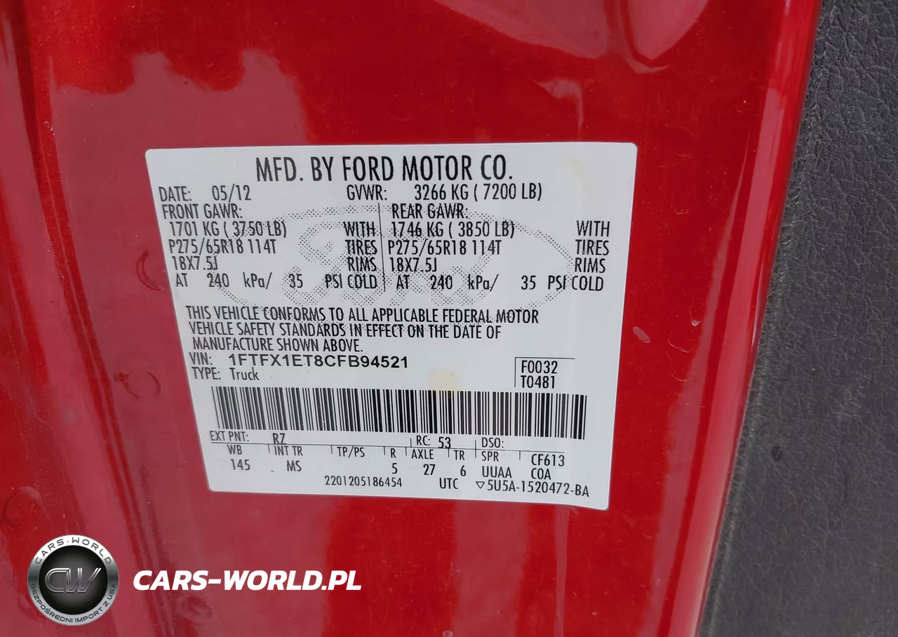 2012 Ford F-150 Xlt VIN:1FTFX1ET8CFB94521 - 9