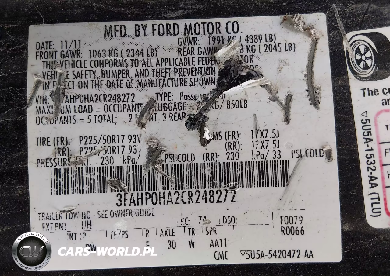 2012 Ford Fusion Se VIN:3FAHP0HA2CR248272 - 9