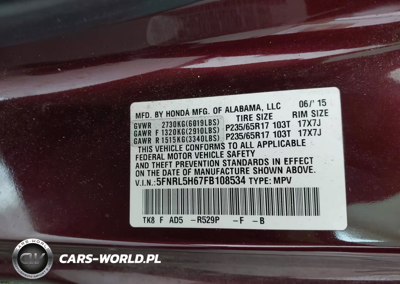 2015 Honda Odyssey Ex-L VIN:5FNRL5H67FB108534 - 9