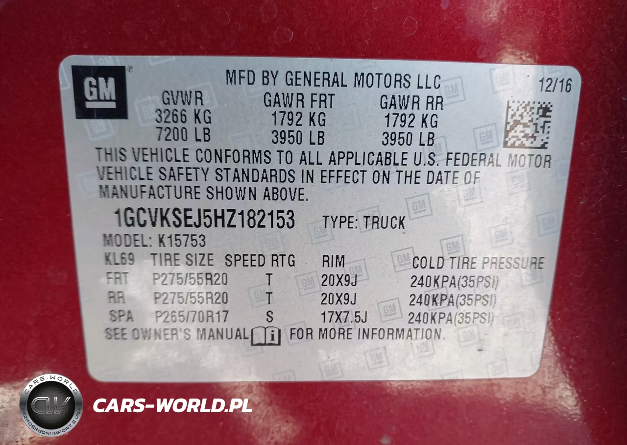 2017 Chevrolet Silverado 1500 1Lz VIN:1GCVKSEJ5HZ182153 - 9