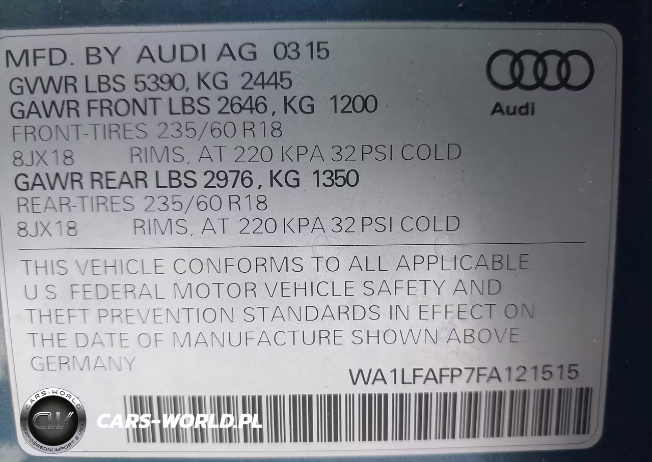 2015 Audi Q5 2.0T Premium VIN:WA1LFAFP7FA121515 - 9