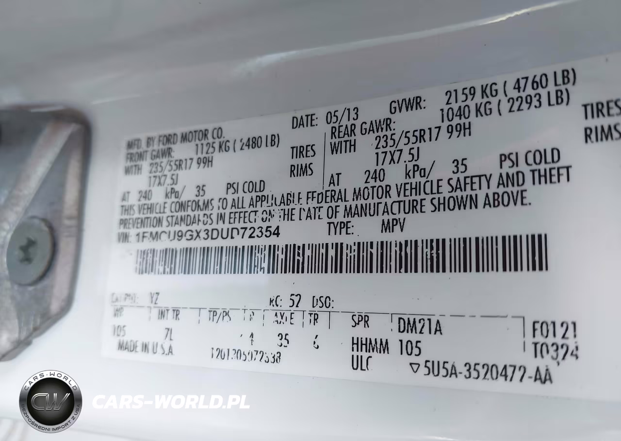 2013 Ford Escape Se VIN:1FMCU9GX3DUD72354 - 9