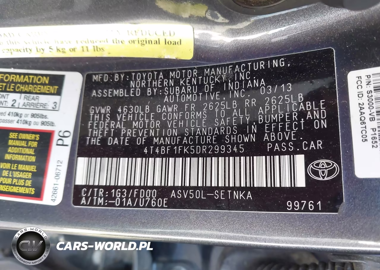 2013 Toyota Camry Le VIN:4T4BF1FK5DR299345 - 9