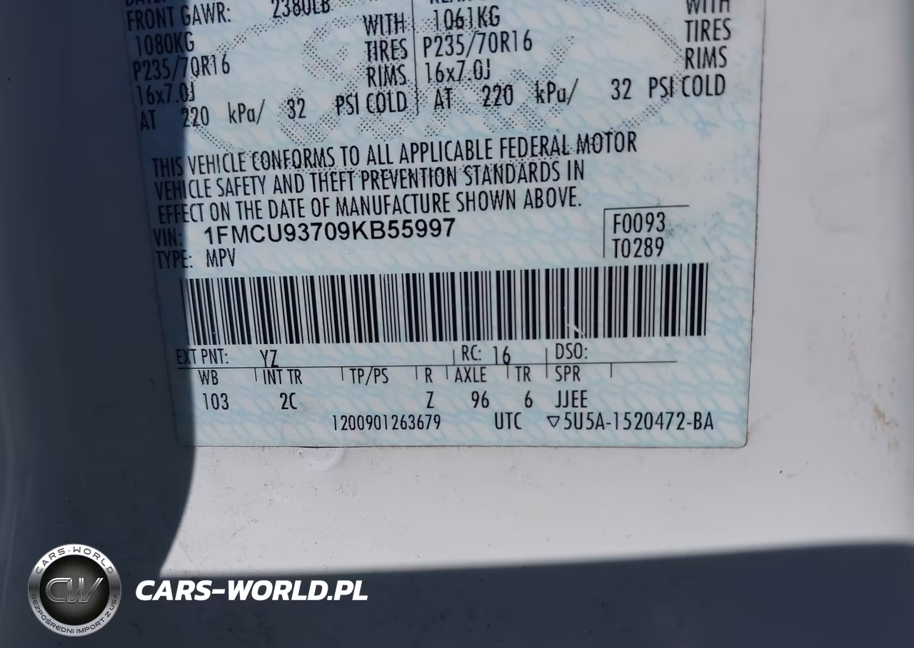 2009 Ford Escape Xlt VIN:1FMCU93709KB55997 - 9