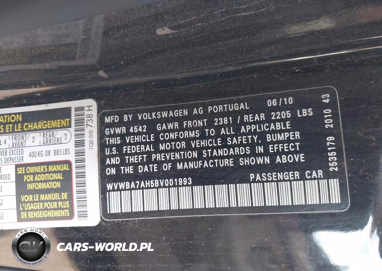 2011 Volkswagen Eos Komfort VIN:WVWBA7AH5BV001993 - 9