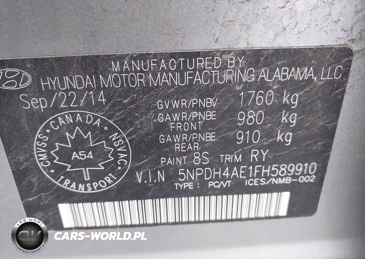 2015 Hyundai Elantra Gl VIN:5NPDH4AE1FH589910 - 9