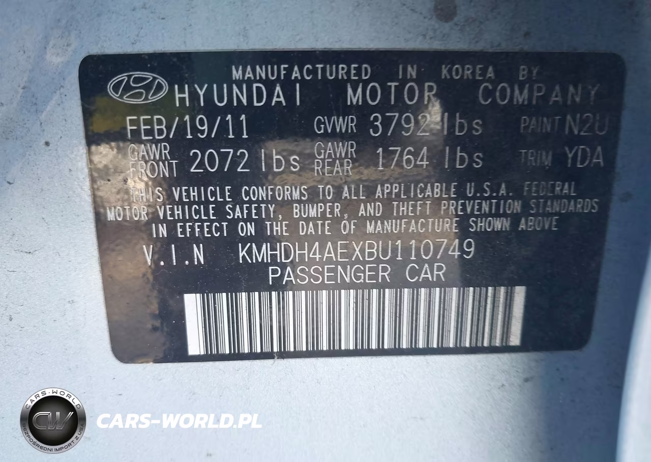 2011 Hyundai Elantra Gls (Ulsan Plant) VIN:KMHDH4AEXBU110749 - 9