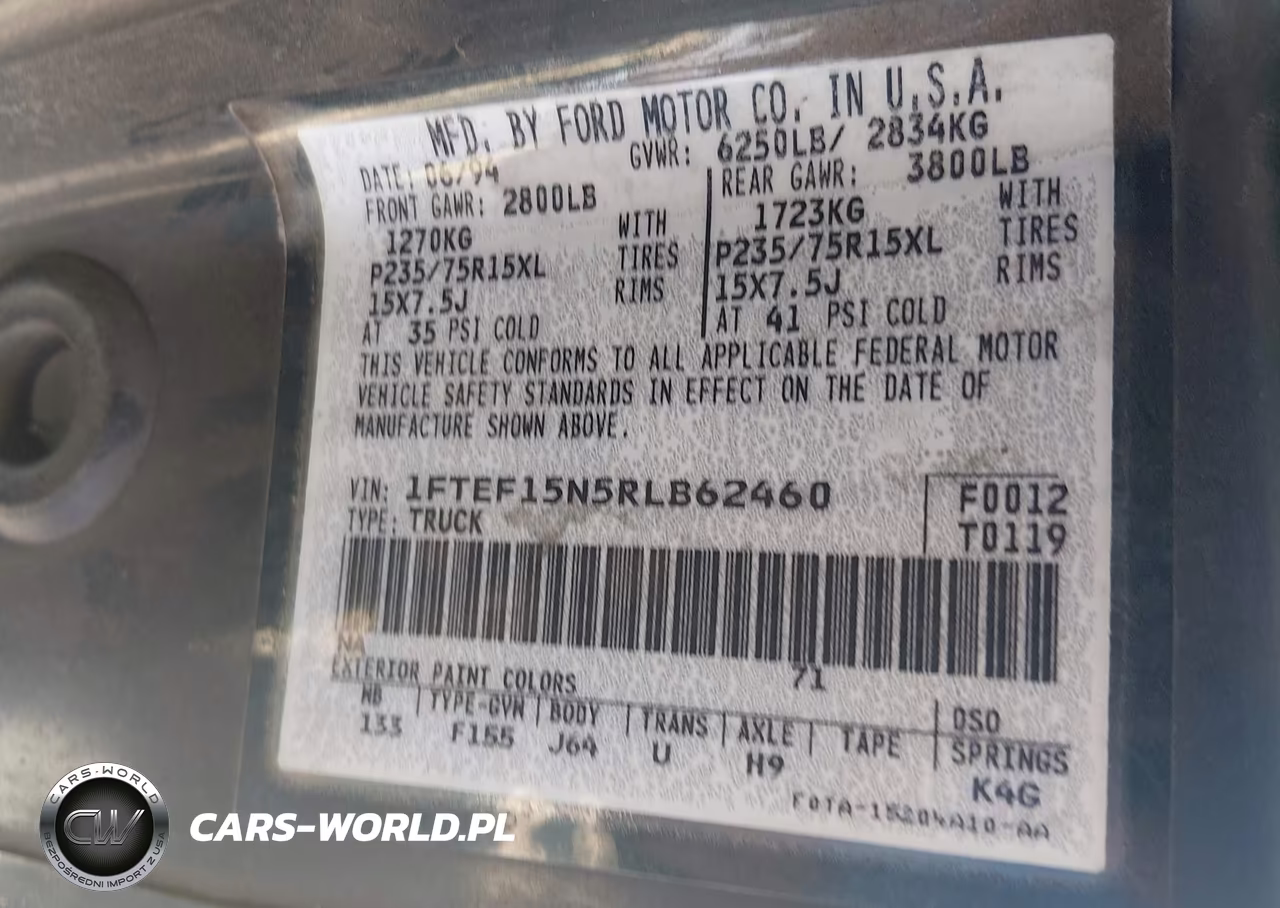 1994 Ford F150 VIN:1FTEF15N5RLB62460 - 9