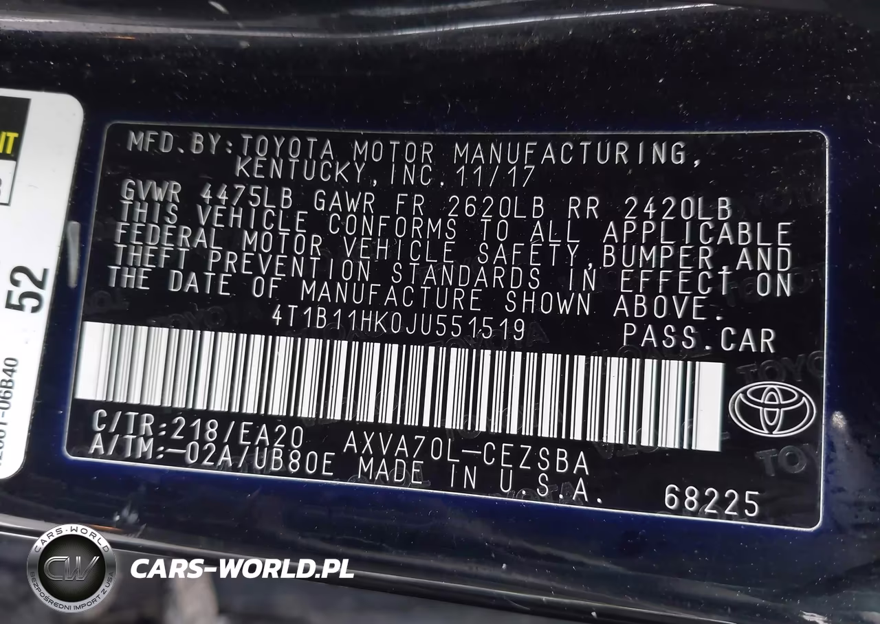 2018 Toyota Camry Se VIN:4T1B11HK0JU551519 - 9
