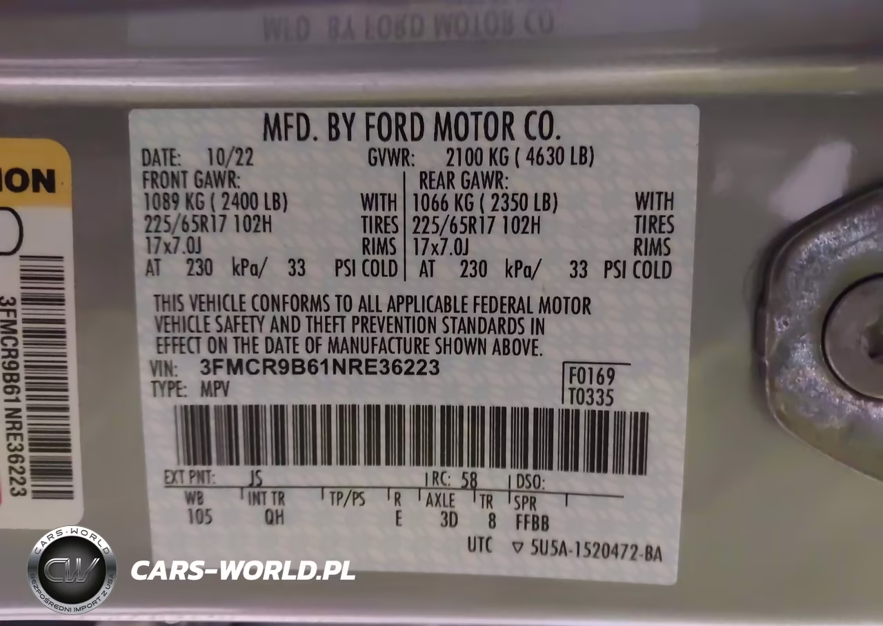 2022 Ford Bronco Sport Big Bend VIN:3FMCR9B61NRE36223 - 9