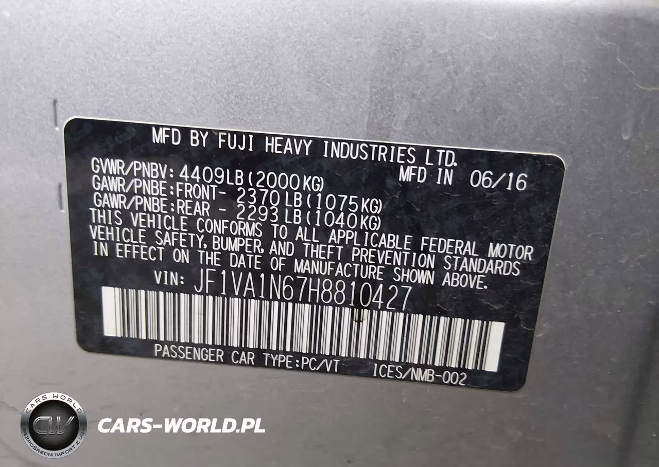 2017 Subaru Wrx Limited VIN:JF1VA1N67H8810427 - 9