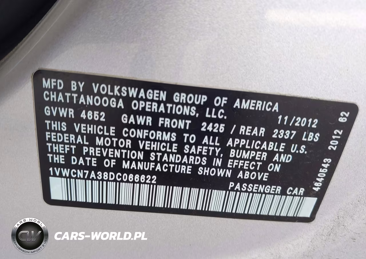 2013 Volkswagen Passat 2.0L Tdi Sel Premium VIN:1VWCN7A38DC066622 - 9