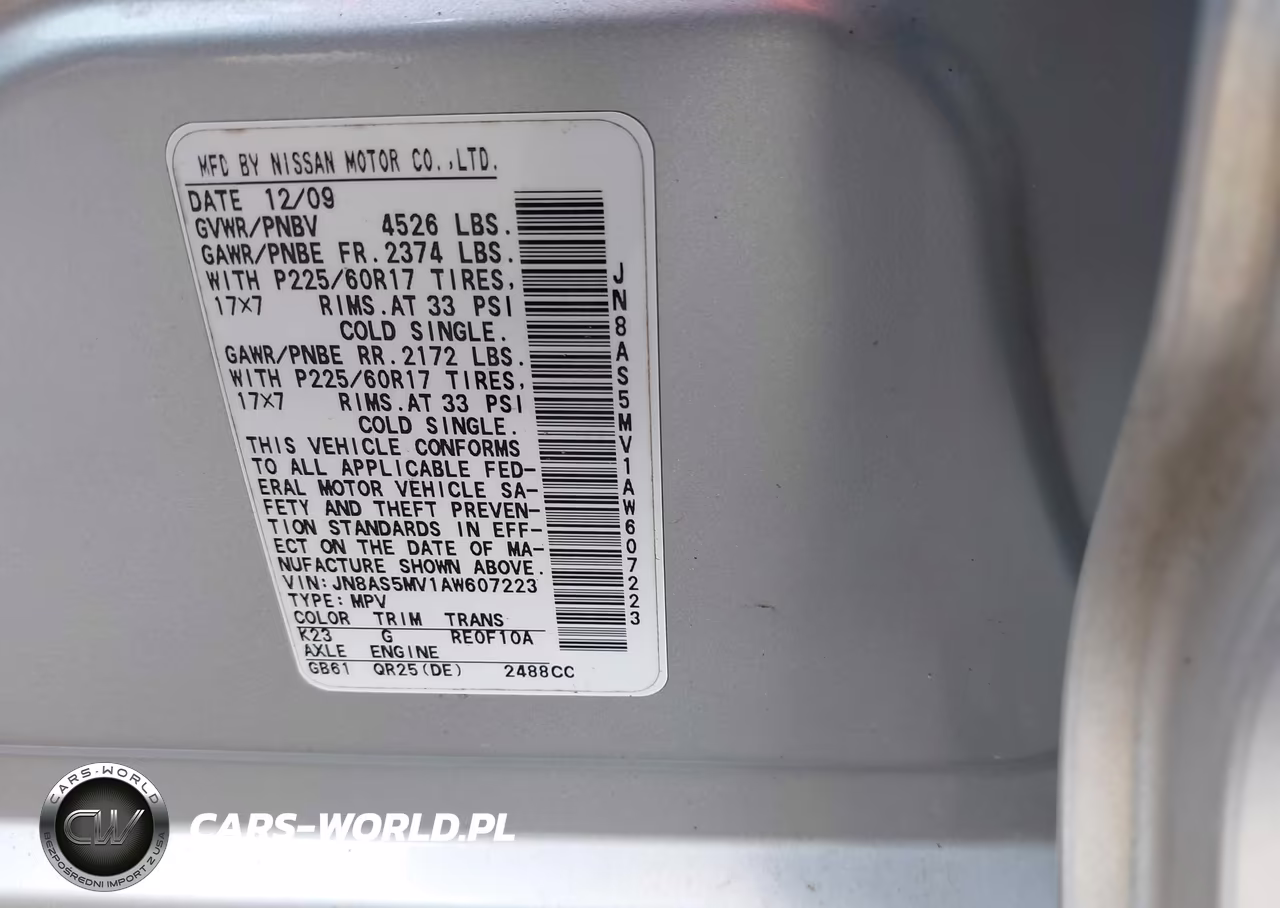 2010 Nissan Rogue Sl VIN:JN8AS5MV1AW607223 - 9