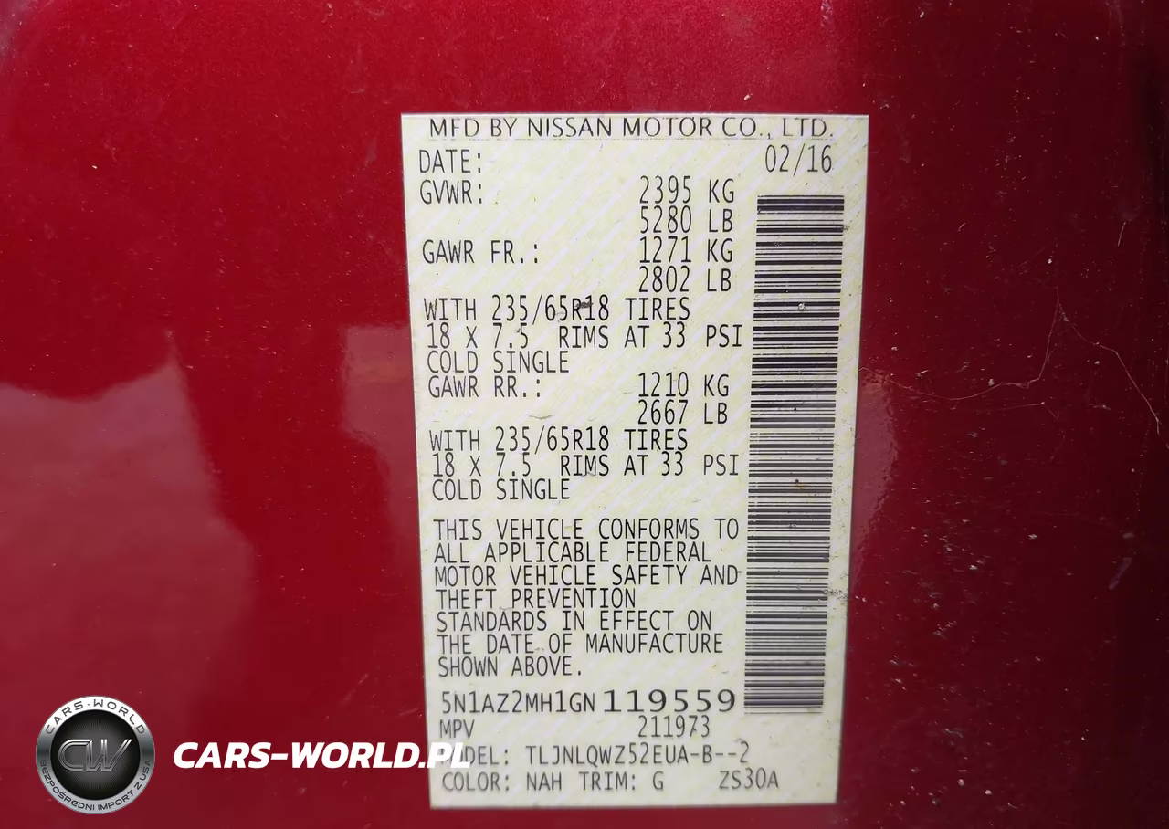 2016 Nissan Murano Sv VIN:5N1AZ2MH1GN119559 - 9