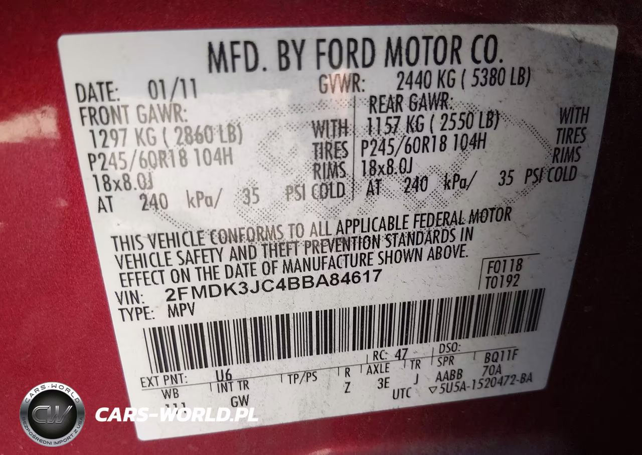 2011 Ford Edge Sel VIN:2FMDK3JC4BBA84617 - 9