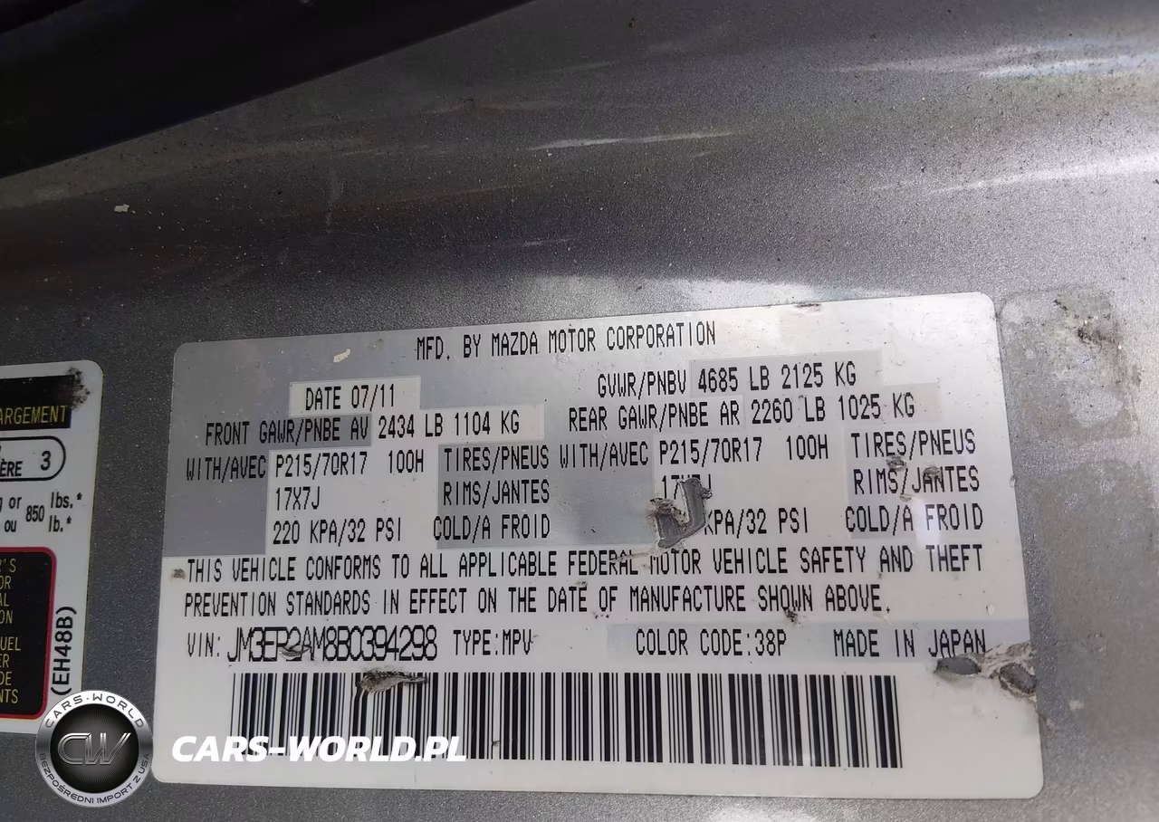 2011 Mazda Cx-7 I Sv VIN:JM3ER2AM8B0394298 - 9