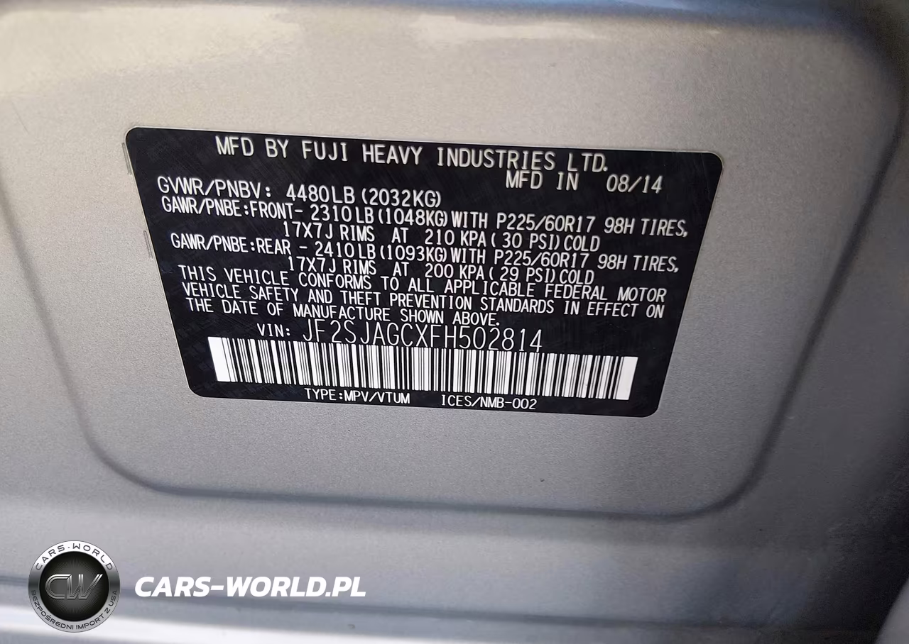 2015 Subaru Forester 2.5I Premium VIN:JF2SJAGCXFH502814 - 9
