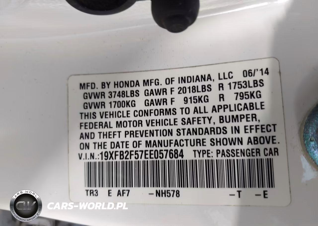 2014 Honda Civic Lx VIN:19XFB2F57EE057684 - 9