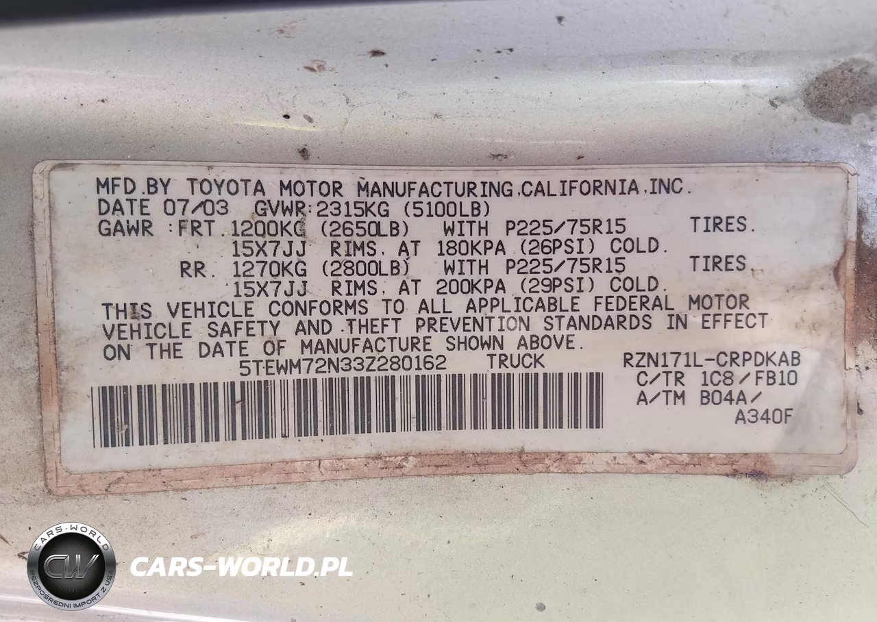 2003 Toyota Tacoma VIN:5TEWM72N33Z280162 - 9