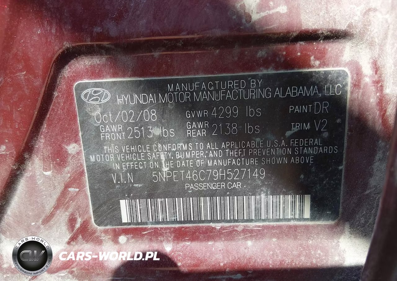 2009 Hyundai Sonata Gls VIN:5NPET46C79H527149 - 9