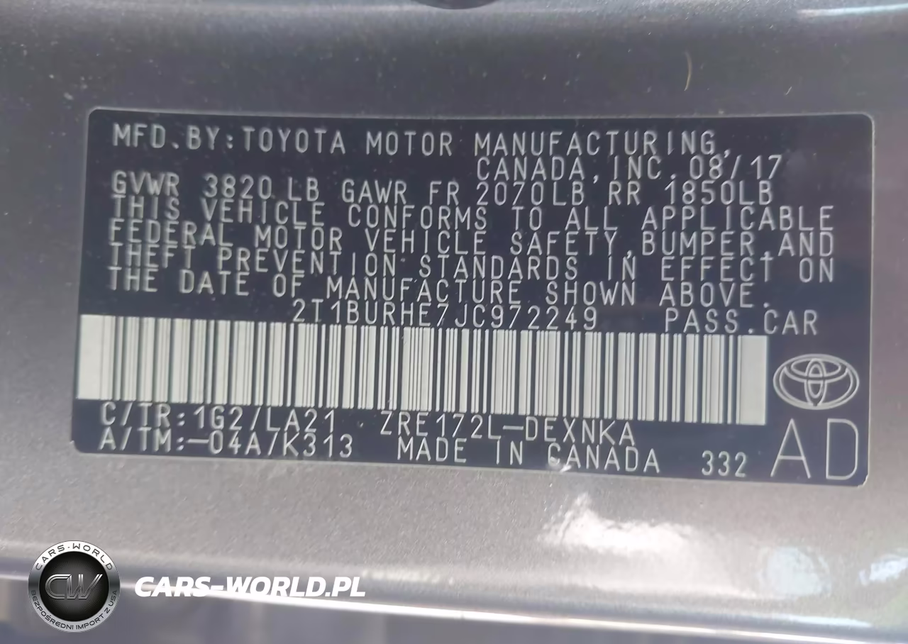 2018 Toyota Corolla Xle VIN:2T1BURHE7JC972249 - 9