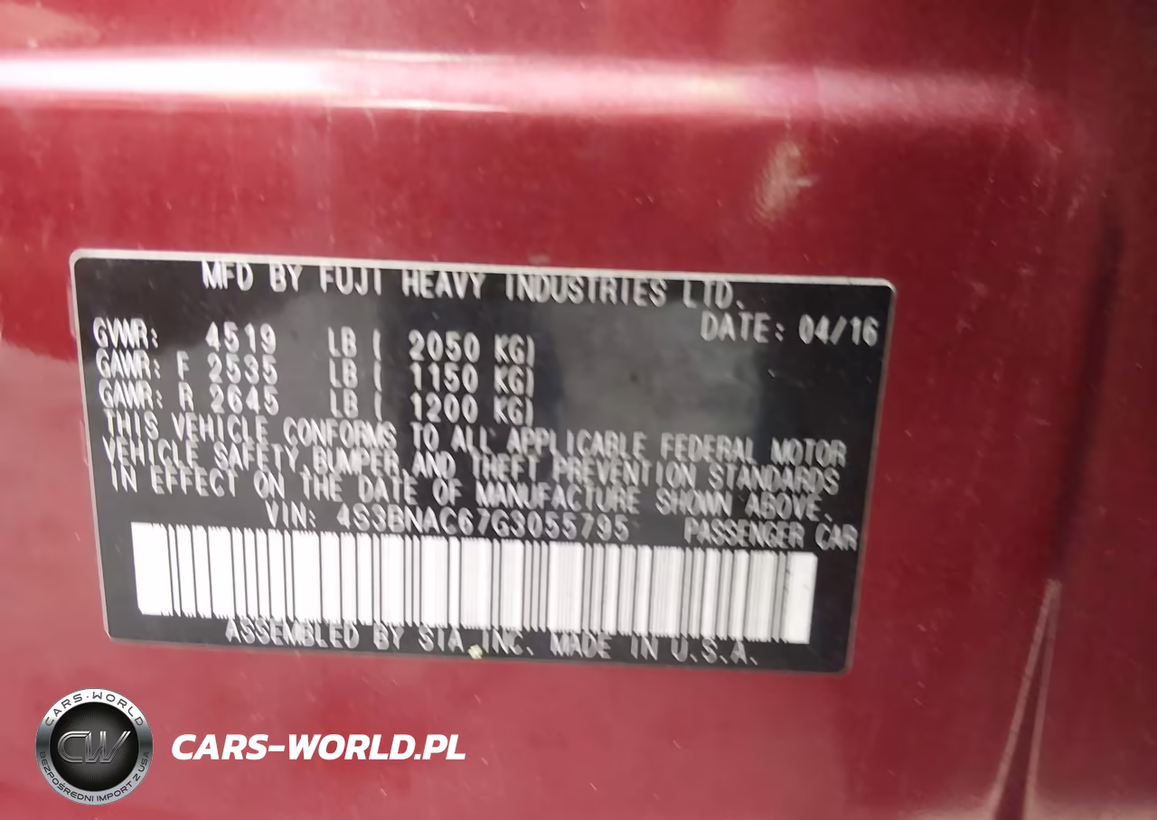 2016 Subaru Legacy 2.5I Premium VIN:4S3BNAC67G3055795 - 9