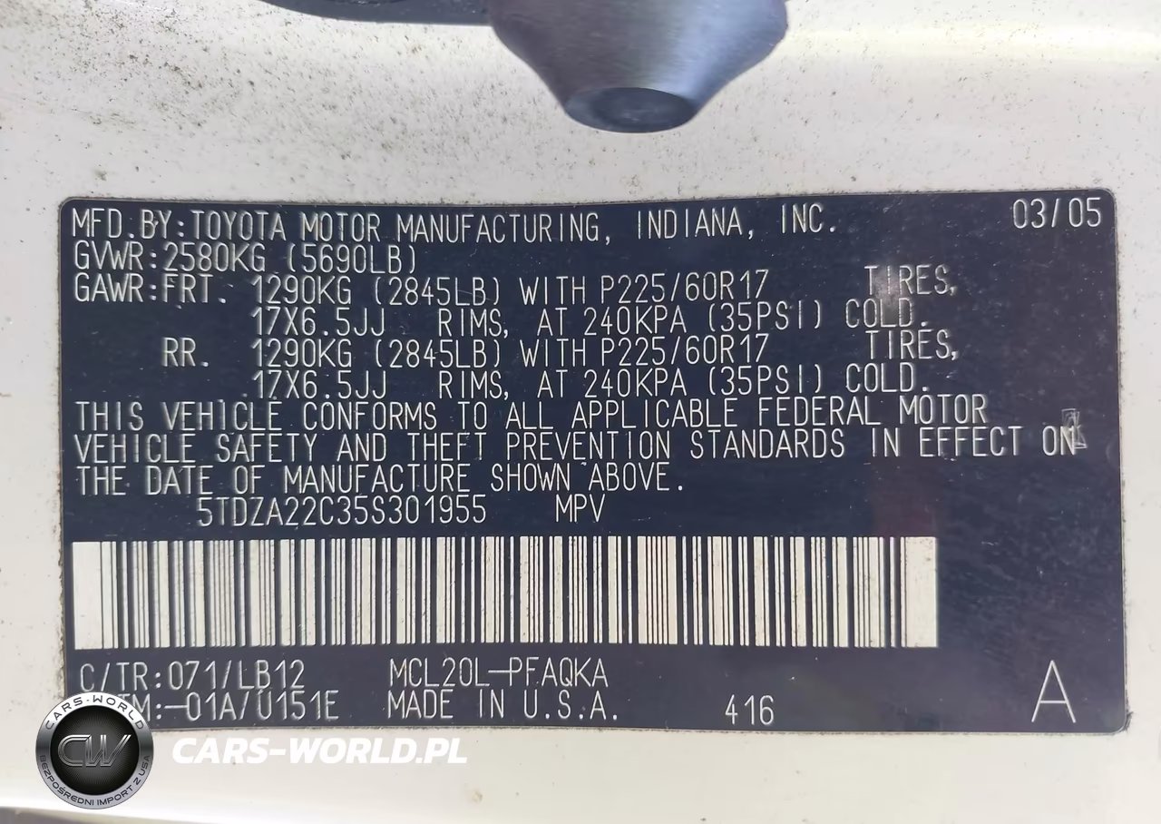 2005 Toyota Sienna Xle VIN:5TDZA22C35S301955 - 9