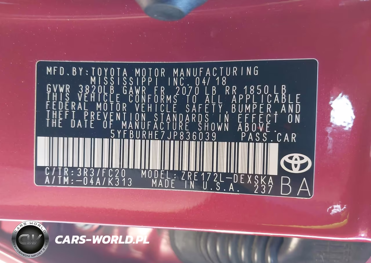 2018 Toyota Corolla Se VIN:5YFBURHE7JP836039 - 9