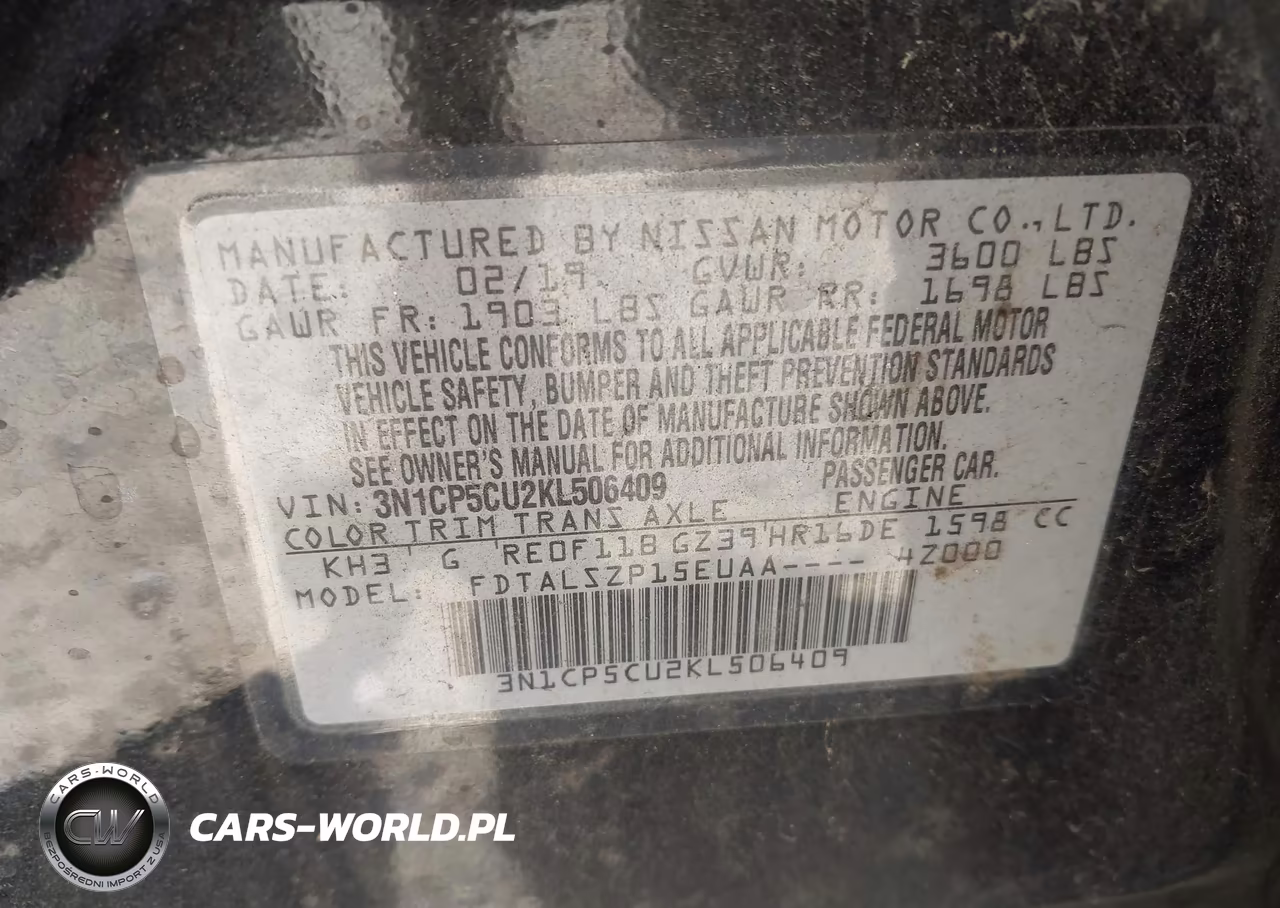 2019 Nissan Kicks Sv VIN:3N1CP5CU2KL506409 - 9