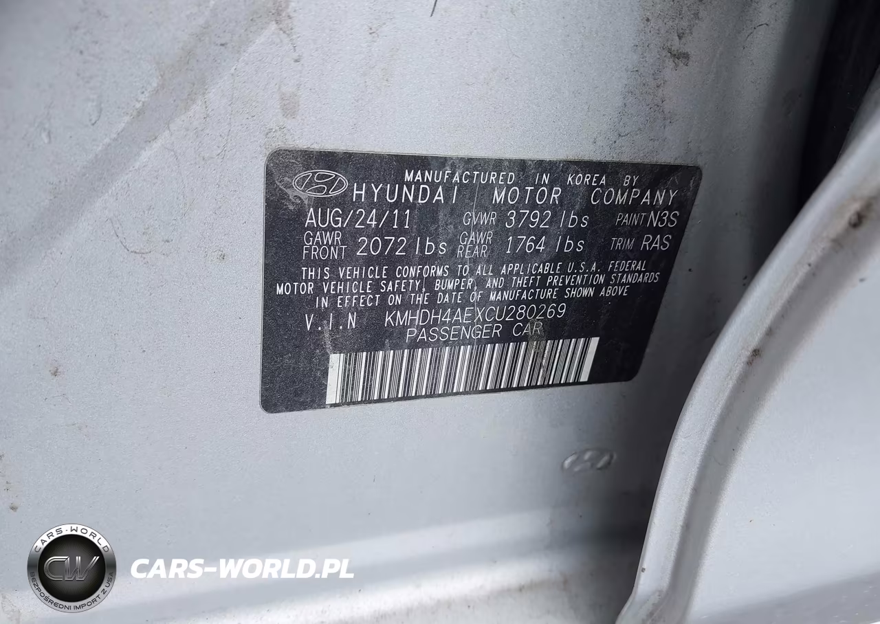 2012 Hyundai Elantra Limited (Ulsan Plant) VIN:KMHDH4AEXCU280269 - 9