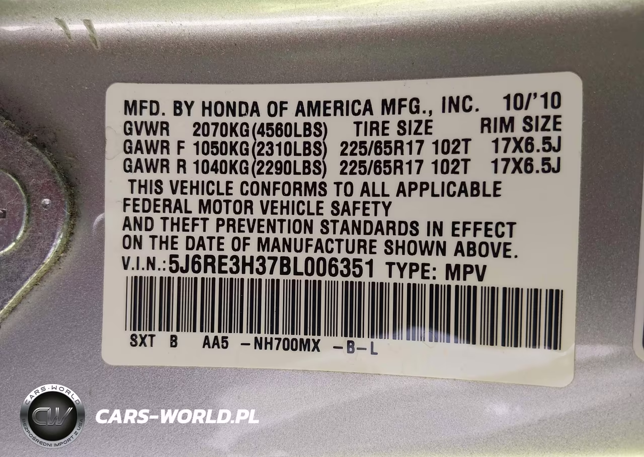 2011 Honda Cr-V Lx VIN:5J6RE3H37BL006351 - 9