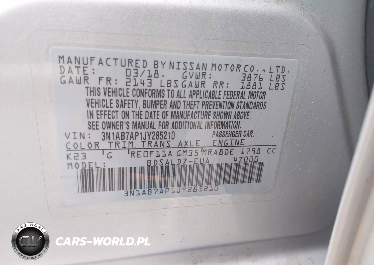 2018 Nissan Sentra Sv VIN:3N1AB7AP1JY285210 - 9