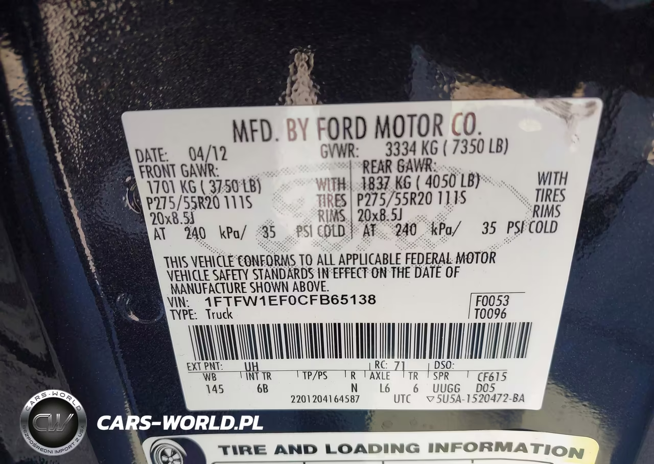 2012 Ford F-150 Fx4 VIN:1FTFW1EF0CFB65138 - 9