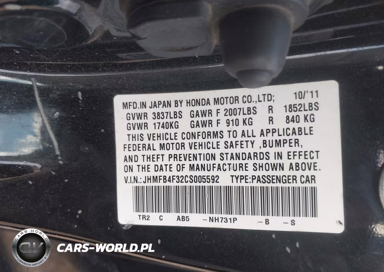 2012 Honda Civic Hybrid VIN:JHMFB4F32CS005592 - 9